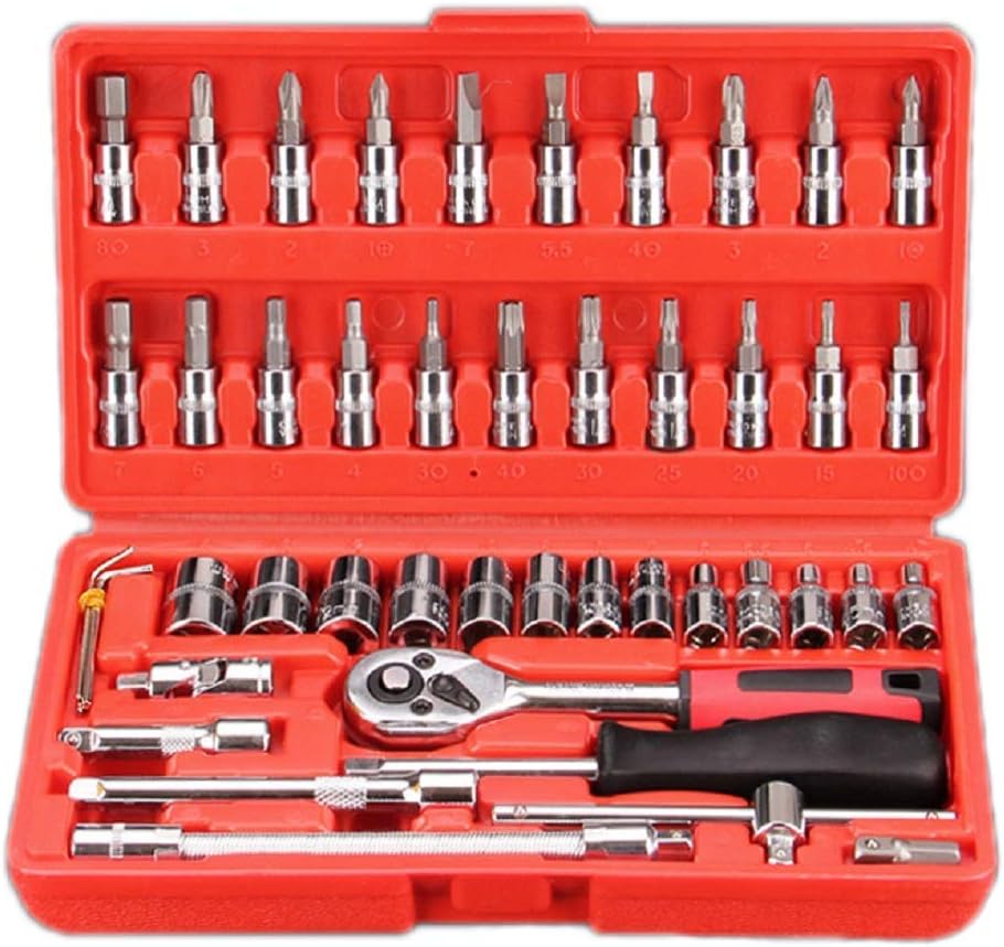 46-Piece Goti Set (Socket Set) – Chrome Vanadium Steel with Ratchet Handle & Bits for Automotive & Home Use