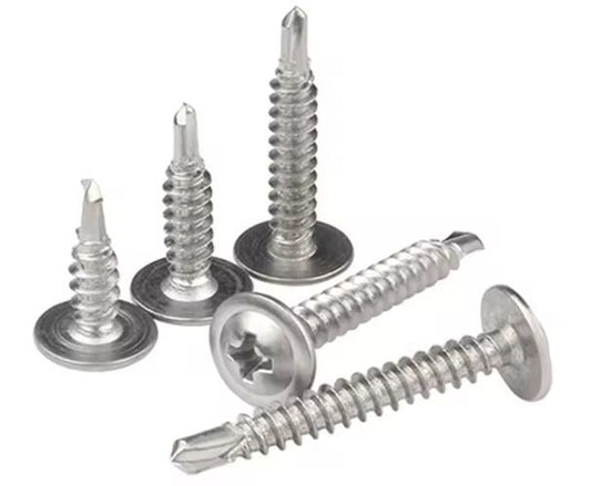 White Self-Drilling Wafer Head Screw 1/2 Inch – Flat Low-Profile Head – Rust-Resistant Steel for Metal Fixing