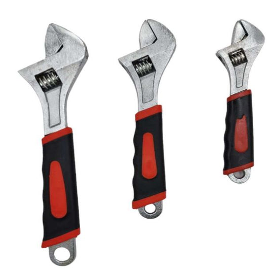 Adjustable Wrench Set – 8", 10", 12" Heavy-Duty Chrome Steel Spanners with Non-Slip Grip