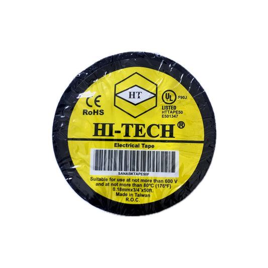 HiTech Electrical Insulation Tape Black 25mm Strong Adhesive Waterproof PVC Tape Made in Taiwan for Wiring Cable Repair
