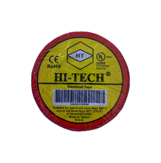 HiTech Electrical Insulation Tape Red 25mm Strong Adhesive Waterproof PVC Tape Made in Taiwan for Wiring Cable Repair