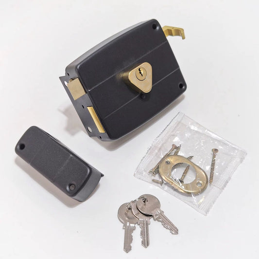 Heavy Duty 120mm Door Rim Lock with 3 Keys Black Metal Lock for Wooden Door Metal Door Gate Main Door Home Office Security