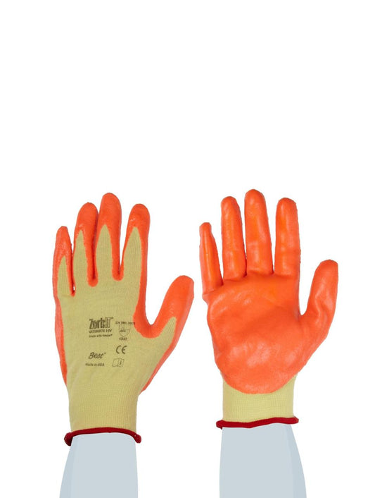 Pack of 10 Pairs – Orange Front Rubber Safety Gloves – Heavy-Duty Anti-Slip Work Gloves for Construction, Gardening, Mechanical Use